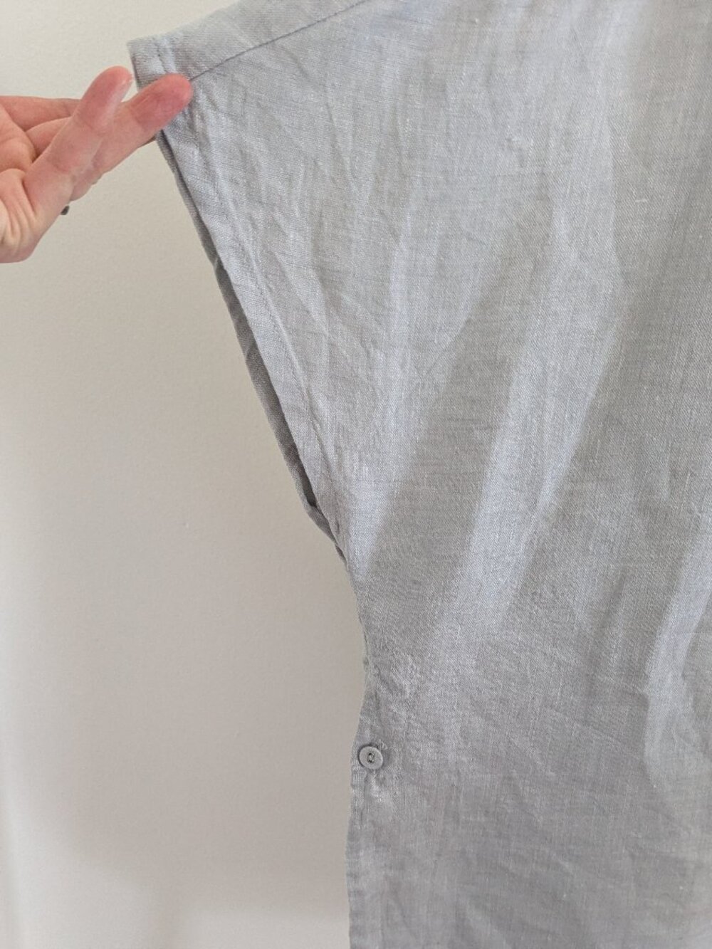 Organic Gray Linen POETRY Boxy Top Short Sleeve | Size 10 | Fully Lined - Picture 3 of 13